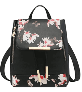 floral faux leather knapsack
