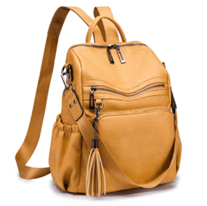 tan knapsack with harness